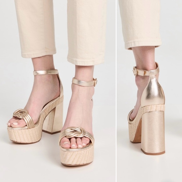 Gorgeous Gold Alexandre Birman chunky block heel shoes - Picture 2 of 9